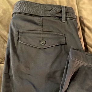 LOFT COASTAL GREY CHINO STRAIGHT KHAKI PANTS WITH TIE BELT SIZE 4